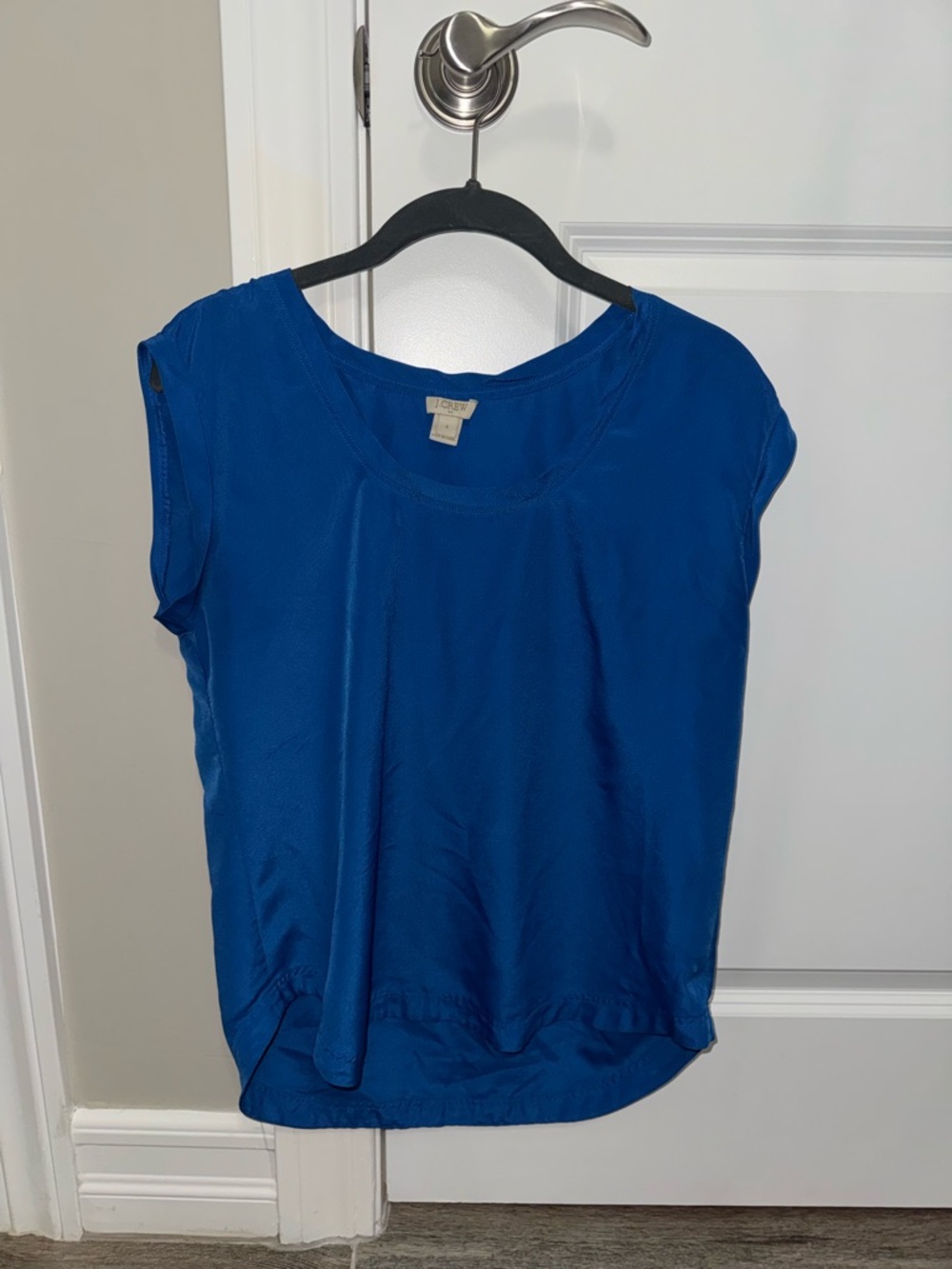 J. Crew Cobalt Scoop Neck Cap Sleeve Blouse